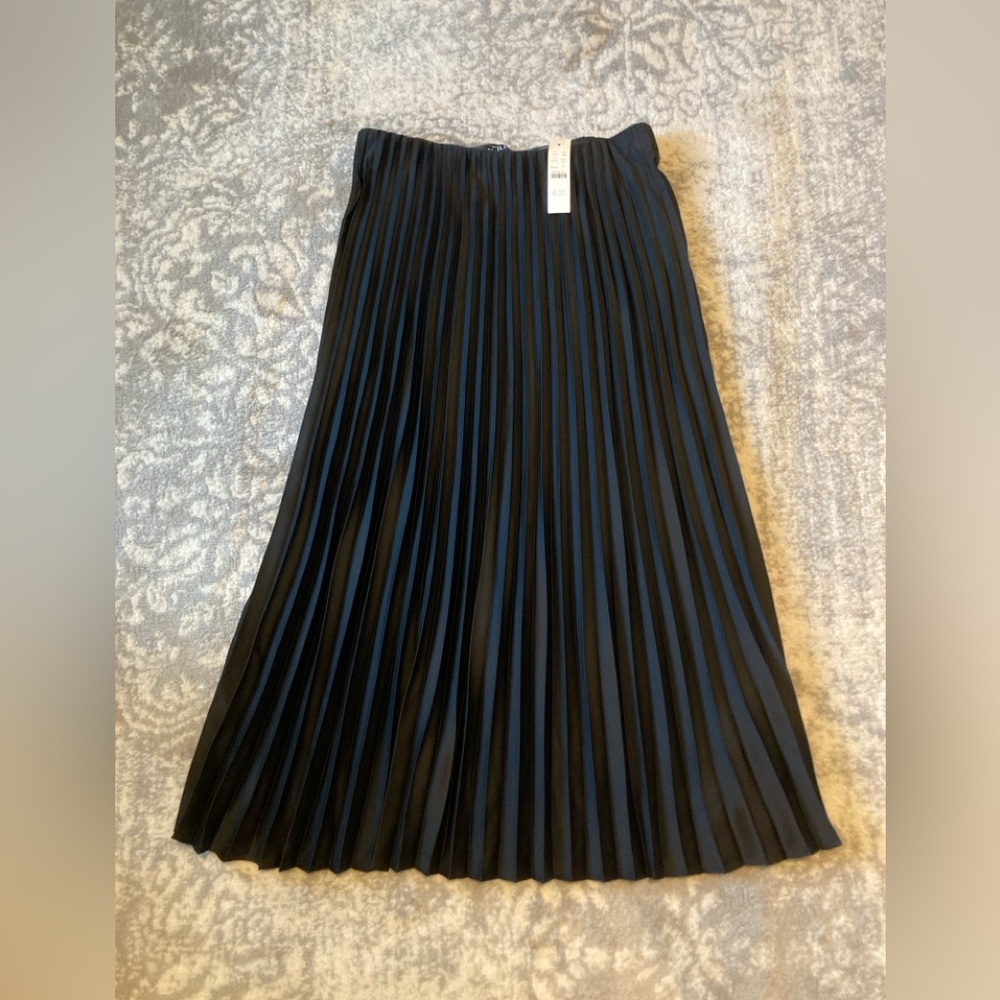 J. Crew Black Midi Pleated Skirt for Work